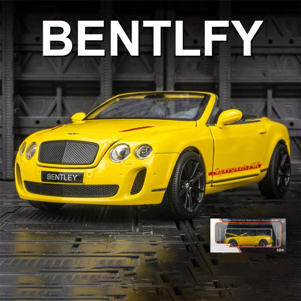 

Масштаб 1/24 Bentley Continental ISR, кабриолет, сплав, литье под давлением и игрушечный транспорт, металлическая игрушечная модель автомобиля, коллекция звуков и света, детские игрушки 1/24-Size:19.5*9*6cm жёлтый