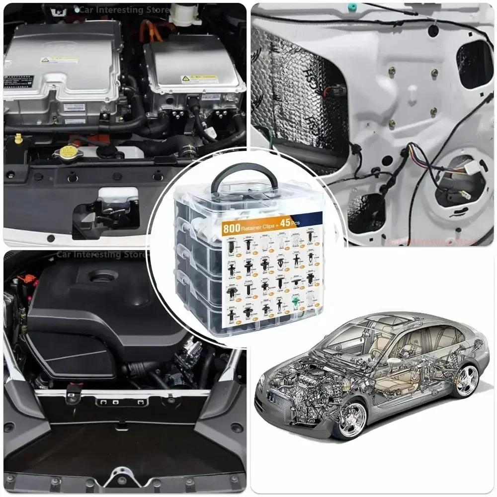 Nová sada 845ks-100ks Autodoplňků Klipů pro Upevnění Blatníků Rivet Klipy Push Retainer Kolíky Rivety pro Karoserii Bumpery Dveřní Panely Oprava
