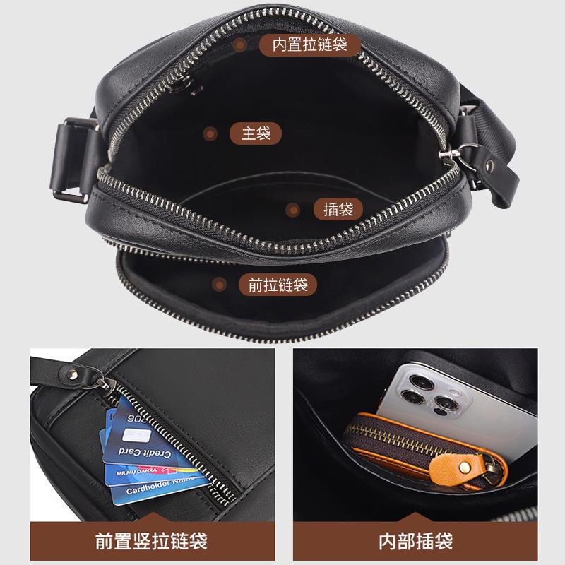 New Men's Compact and Lightweight Crossbody Bag, Leather Men's Bag, Casual Cowhide Shoulder Bag