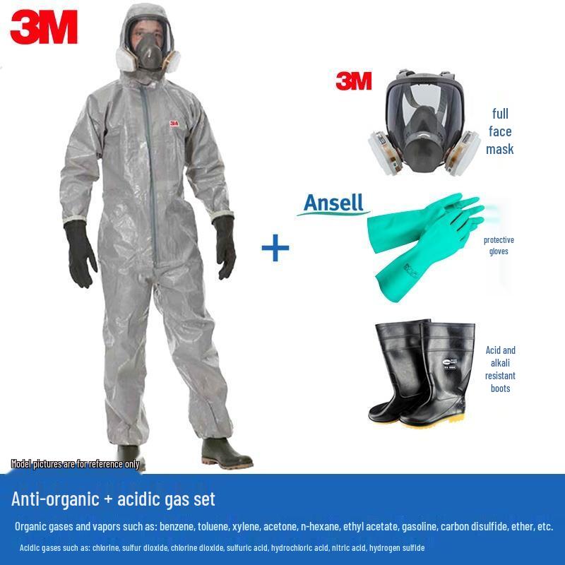 HANDUNYOU Chemical Protective Suit with Full Face Mask