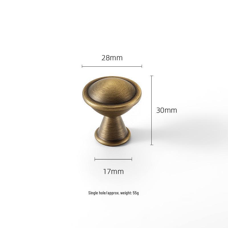 American Retro Brass Single-Hole Drawer Handle - French Vintage Style Pure Copper