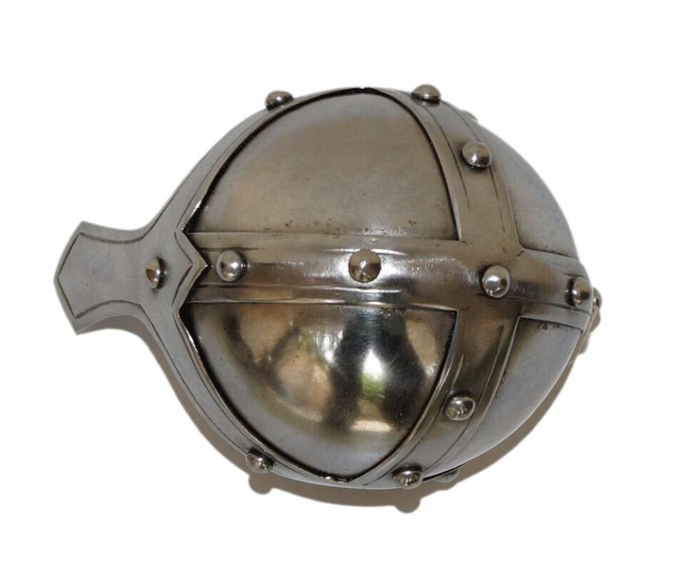 Casco Medieval de Acero Normando Vikingo con Visera Casco de Armadura de Acero 18 G Hecho a Mano