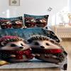 3-teiliges Weihnachtsstachelschwein-Bettwäscheset - Enthält eine Bettdecke und zwei Kissenbezüge (Kein Kern) - Festliches Geschenk für Schlafzimmerdeko - Anime Cartoon