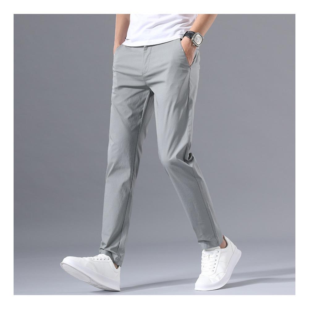 Ice Silk Men's Loose Straight Leg Men's Pants Trendy Business Quick Drying Summer Thin Casual Pants