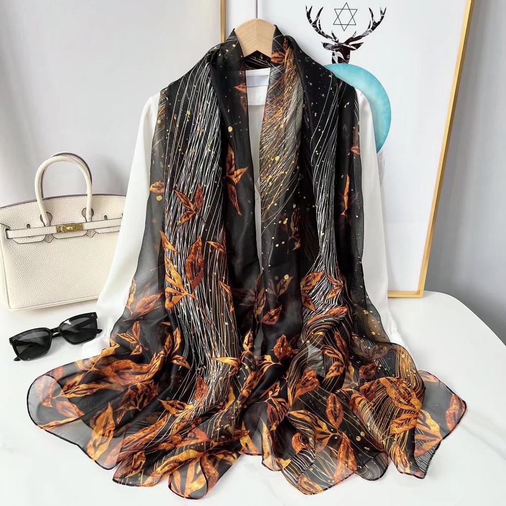 Luxury Silk Scarf Hijab Women Soft Warm Pashmina Neck Beach Stoles  Head Scarves Echarpe Shawl Large Wrap Echarpe Bandana