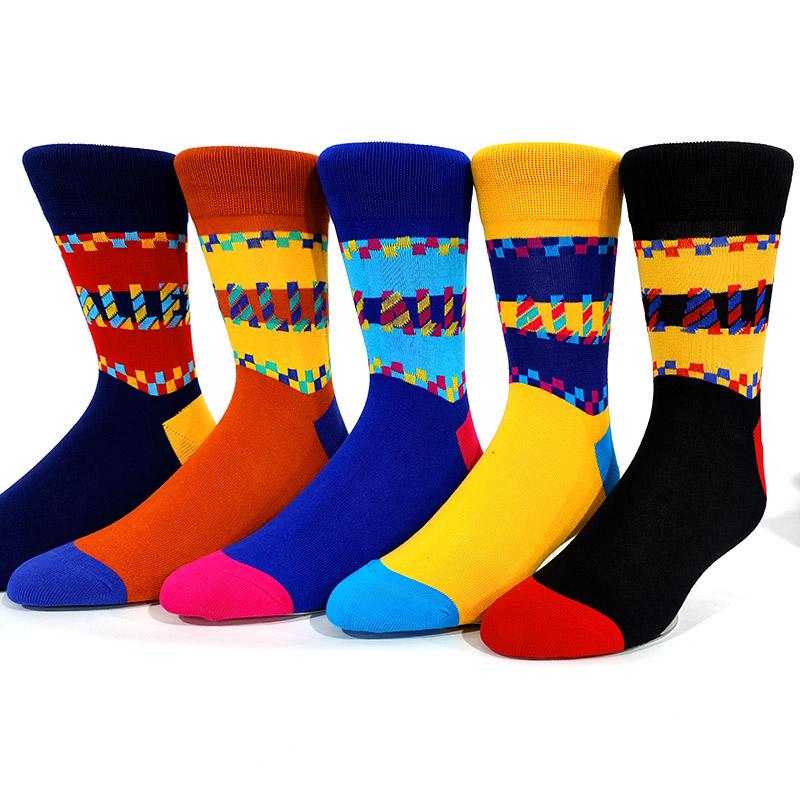 5 Pairs/Pack Men Funny Socks Casual Hip Hop Creative Cartoon Novelty Calcetines Hombre Street