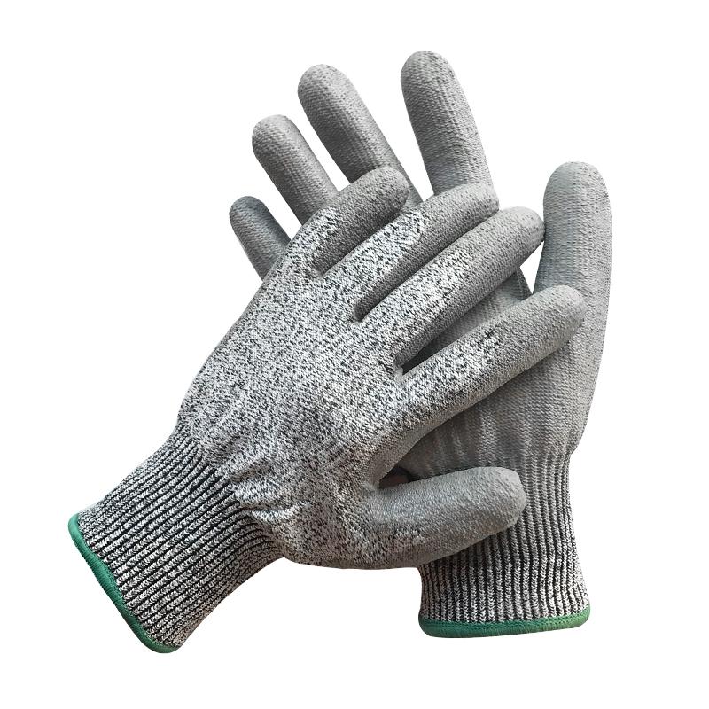 In Stock Gray 13G Anti-Cut Level 5 EN388 PU Coated HPPE Cut Resistant ANSI Protection Safety Work Gloves (Gray,S) серый