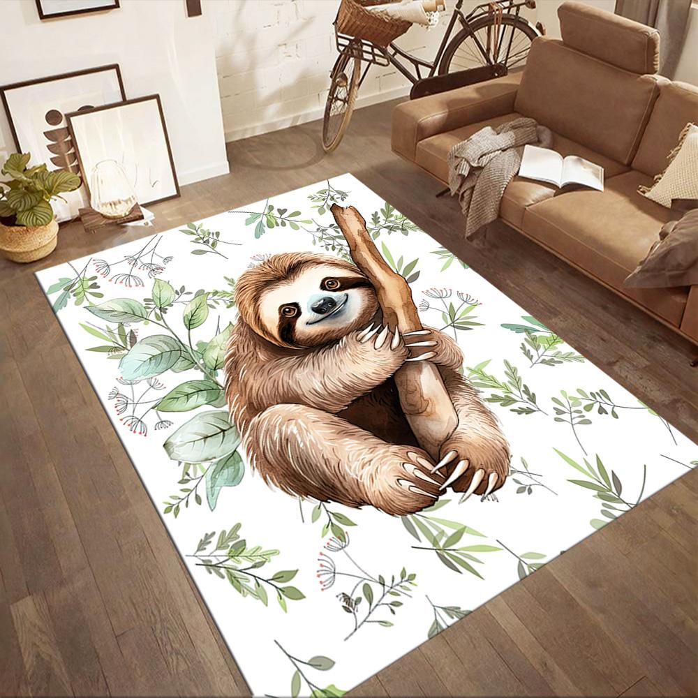Sloth In The Jungle Square Rugs Are a Great Choice for Living Rooms, Bedrooms, Home Décor, and As Gifts.