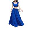 Bright Orange Two Piece Set with Off Shoulder Crop Top and Tiered Maxi Skirt