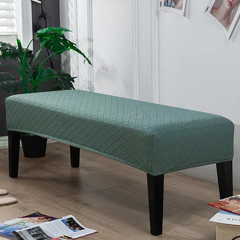 Jacquard Piano Chair Cover Stretch Jacquard Dining Bench Covers Rectangular Solid Color Thickened Stool Seat Cover 1PC