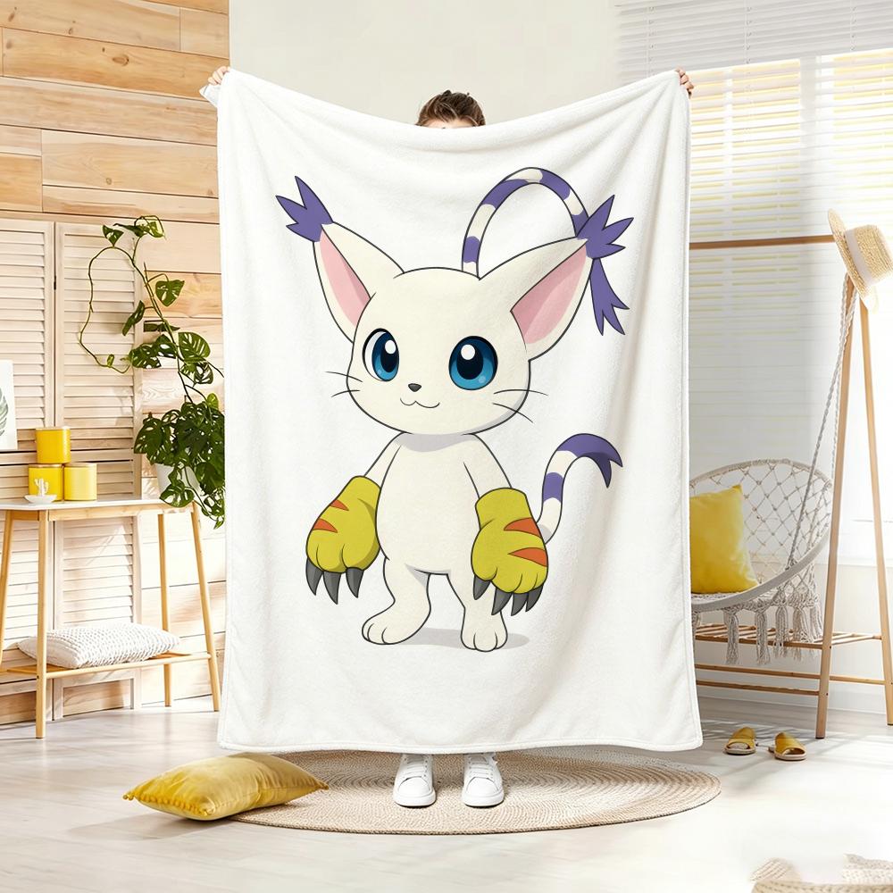 Anime D-Digimon AdventureS Throw Lightweight 240g Flannel Blanket Soft Skin-friendly for Summer Cooling
