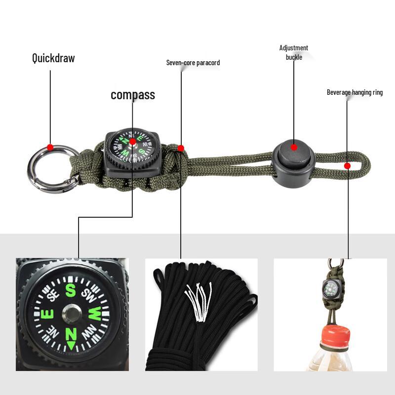 Braided Lanyard Keychain with Compass