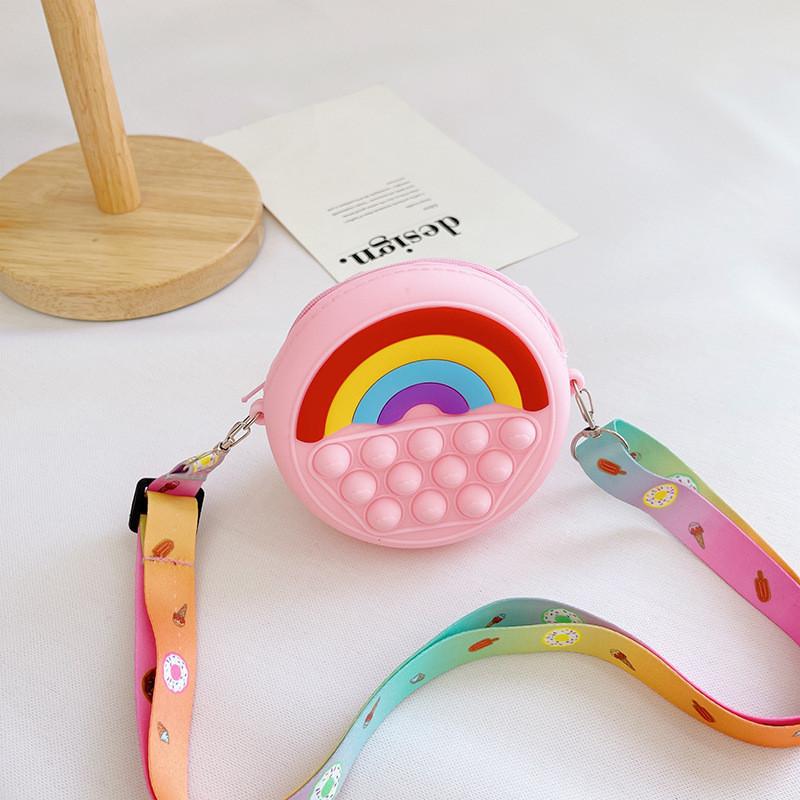 Adorable Silicone Children's Bag Mini Rainbow Crossbody Purse For Kids Unisex
