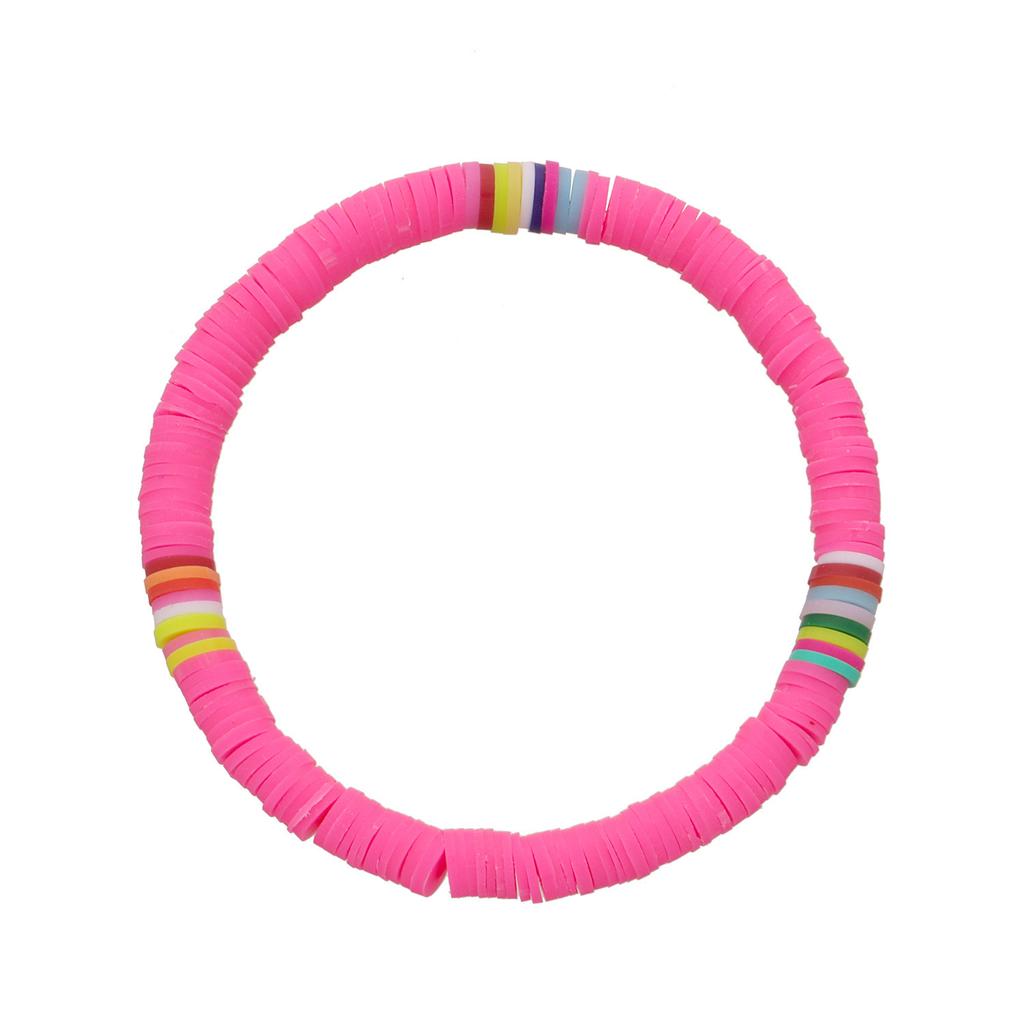 Color Soft Pottery 6mm Beach Bracelet Women's, Bohemian Elastic Rope Bracelet Jewelry