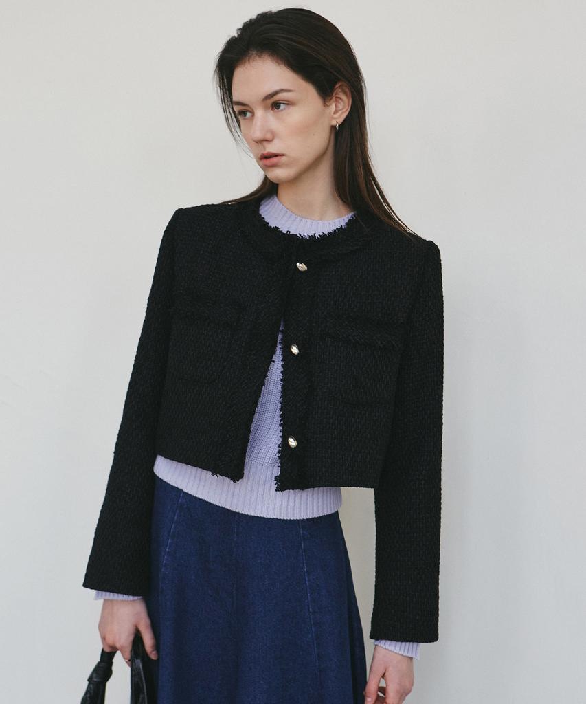 Nick&Nicole Charlotte Crop Tweed Jacket_Black