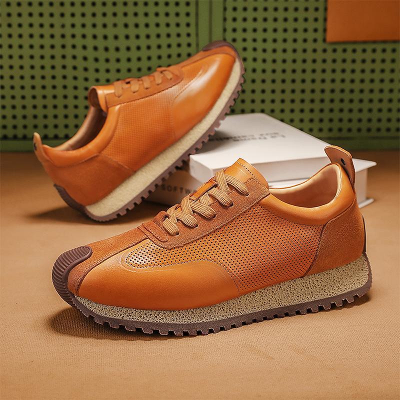 

Fashion Men s shoes spring autumn popular retro versatile casual comfortable men s thick soled wear-resistant trendy sports shoes 44 коричневый