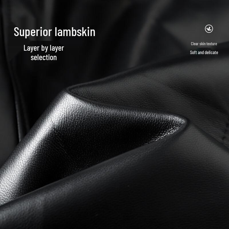 Futin Men's Genuine Sheepskin Leather Jacket with Mink Fur Collar