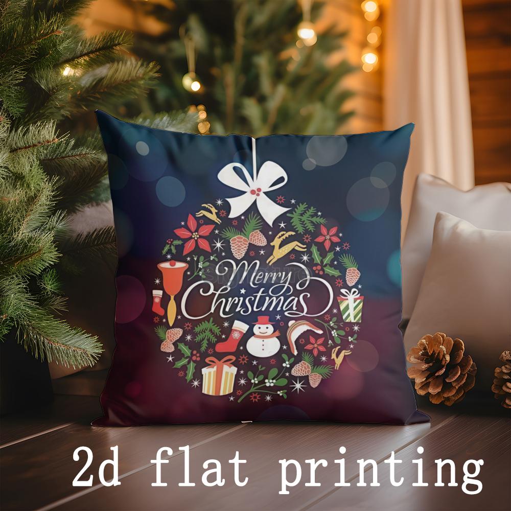 Home Decor Christmas-themed Cute &amp; Festive Pillow Covers Pattern Cushion Cover Suitable for Sofa Bedroom Car Pillow Cover