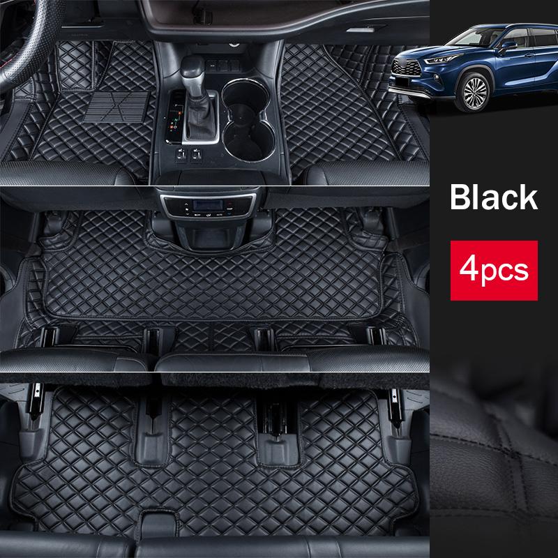 PU-Leder-Auto-Bodenmatte Innenteppiche Fußpolster Matten Abdeckung Zubehör für Toyota Highlander XU70 2020 2021 2022 2023 Hybrid