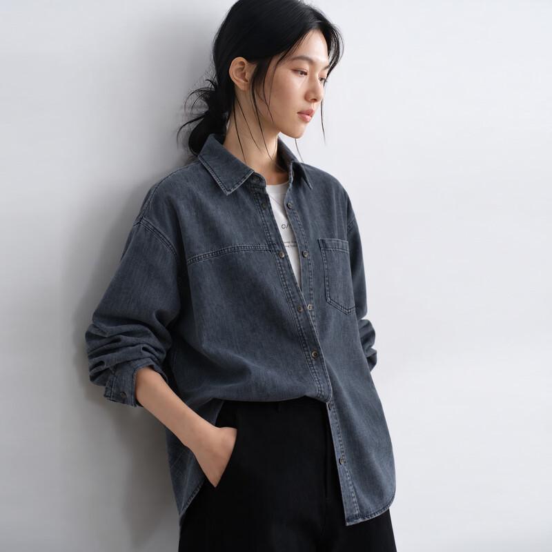 Elva' Island Vintage Grey-Blue Long Sleeve Shirt