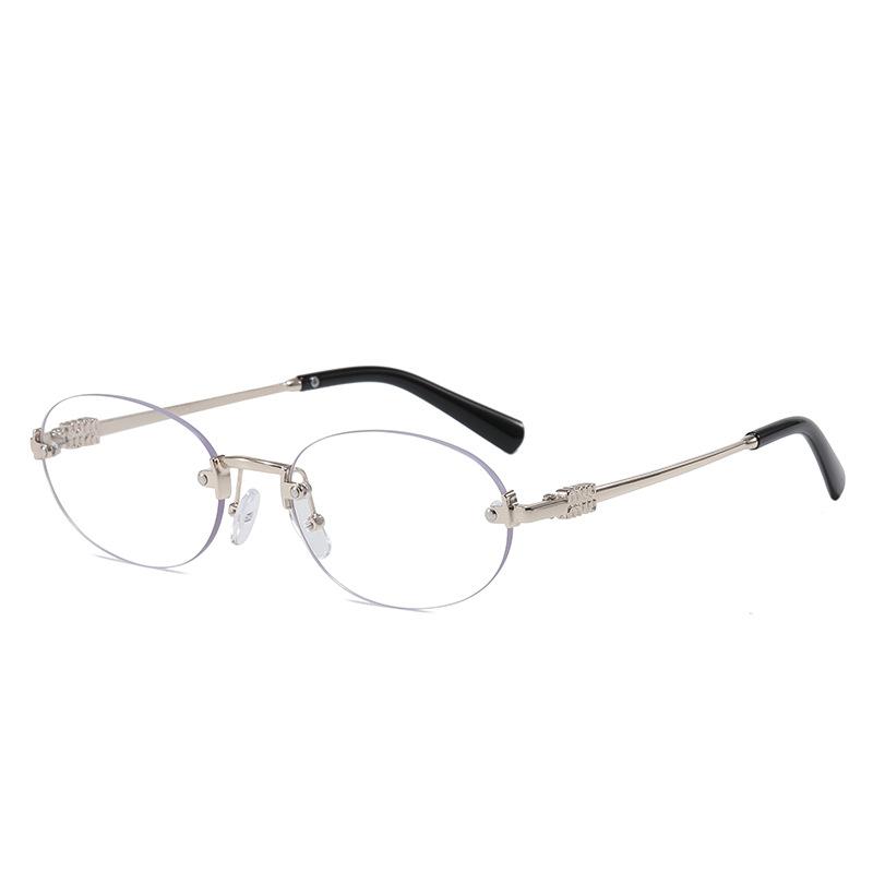 Oval Shape Women Eyeglasses Fashion Stylish Rimless Men Women Frame Glasses Blue Light Blocking Computer Glass