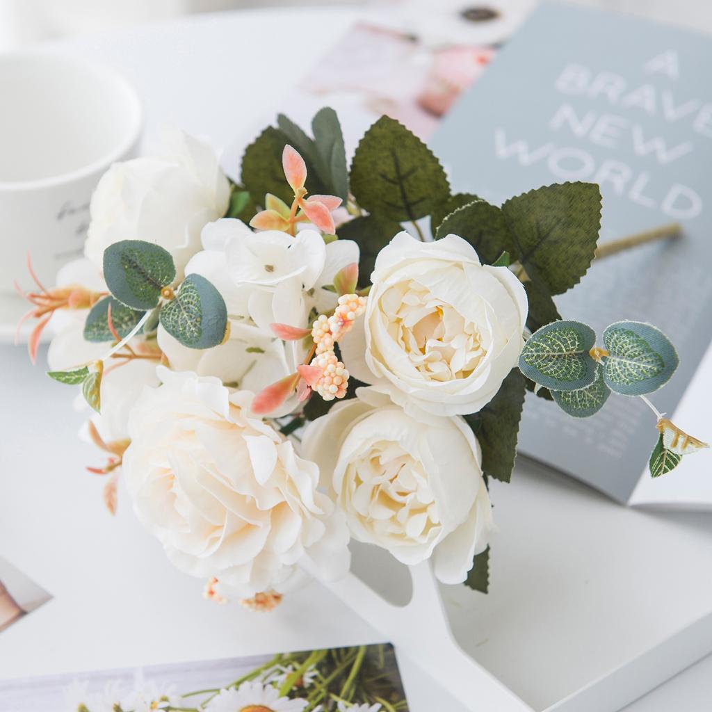 Artificial Flowers Silk Hydrangea Rose Peony Living Room Home vase table Garden Wedding bridal bouquet Diy Holiday Party Decor