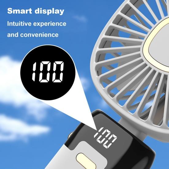 Portable Handheld Fan with Digital Display 90-degree Adjustable 5 Speeds Low Noise Foldable Design Personal Fan
