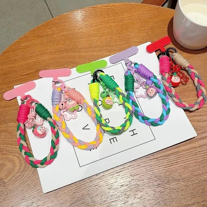 Cute Creative Cartoon Mobile Phone Universal Lanyard Three-Color Wrist Strap Hand-Woven Hand Rope Phone Hanging Accessories