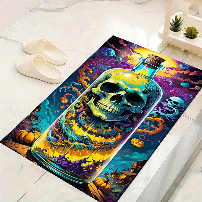 1pc Skull in a bottle Design Indoor Area Rug - Soft, Anti-Slip, and Durable Gaming Room Decor for Bedroom