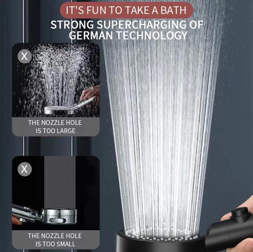 Massage Spa Pressurized Shower Head 3 Modes High Pressure Filter Rainfall Shower Large Flow Spray Nozzle Bathroom Accessories