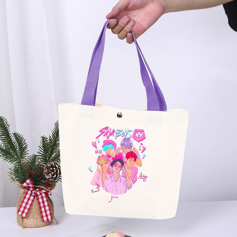 K-Pop Anime Cartoon Printed Student Large Capacity Portable Shoulder Bag Fashion Casual Canvas Bag