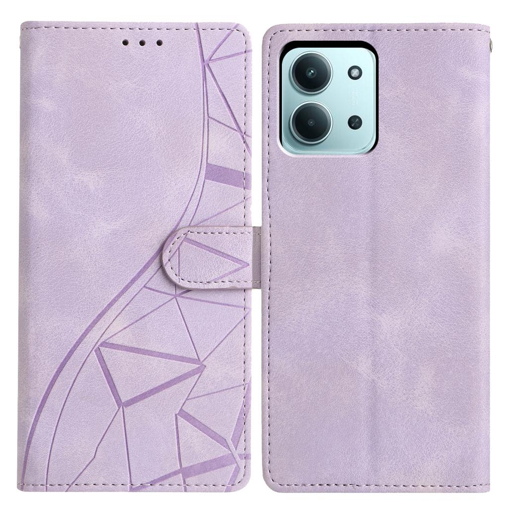 For Xiaomi Redmi 15C 5G (EU) (173mm)/15C 4G (EU) (173mm) Case Wallet Stand Imprinted Triangle Pattern Leather Phone Flip Cover