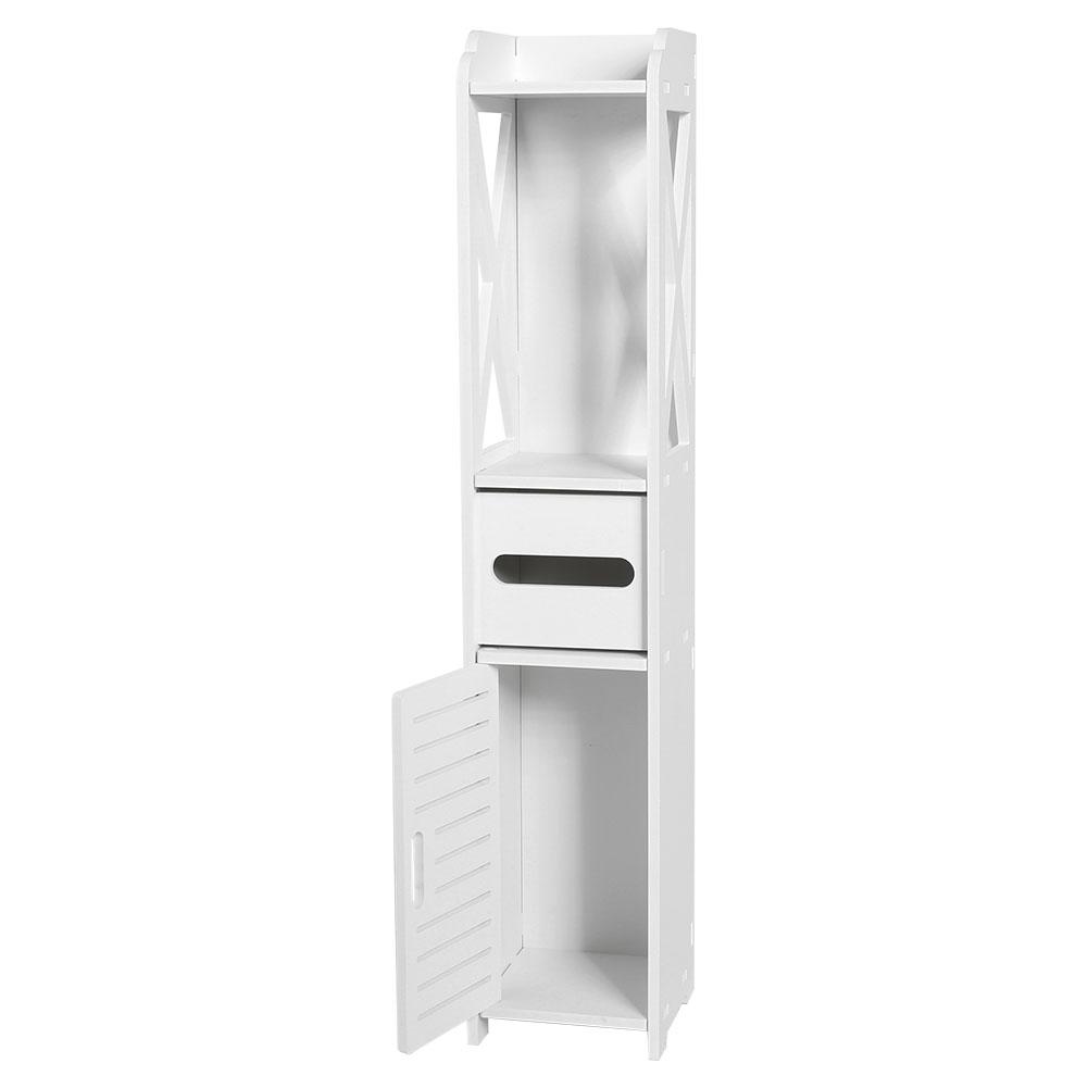 80x15.5x15CM Bathroom Toilet Furniture Cabinet White Wood Cupboard Shelf Tissue Storage Rack
