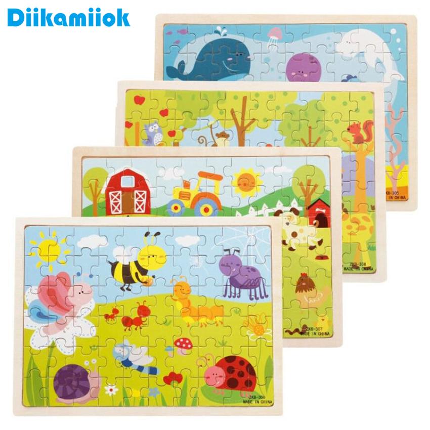 60 Pieces Wooden Puzzles for Kids Wood Jigsaw Puzzle Game Children Learning Educational Toys