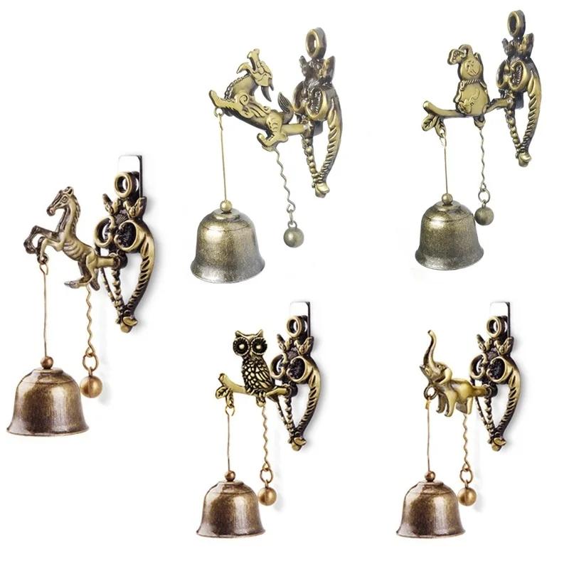 Vintage Metal Bell Door Shopkeeper Luck Knocker Windchime Magnetic Wall Hanging Ornament Room Garden Store Front Entrance Gift