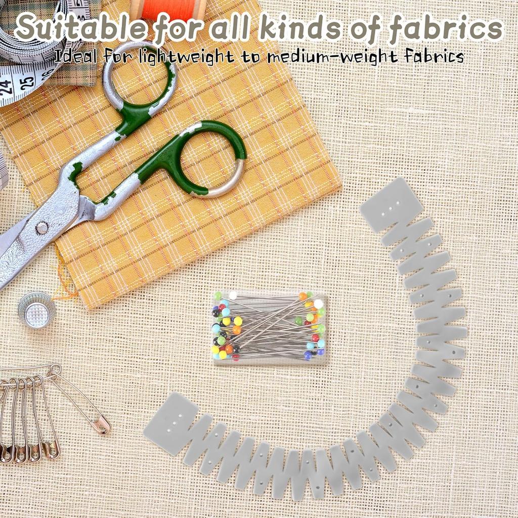 Silicone Hemmer with Metal Needles & Box, Heat-Resistant Hem Sewing Ruler,Bendable and Hemming Tool for Shirt Necklines, Tails