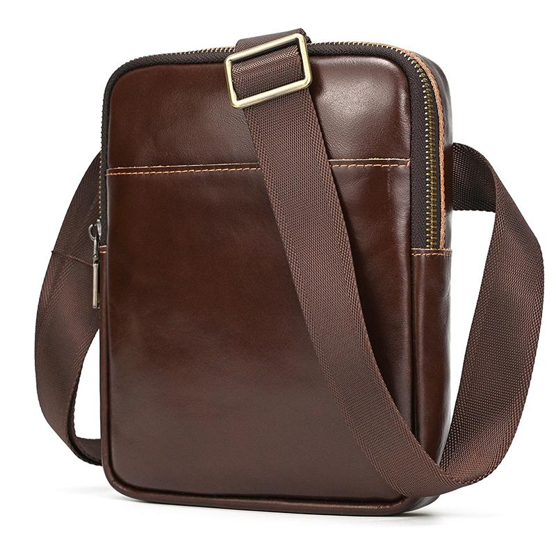 Retro Style Mini Shoulder Bag Genuine Leather Crossbody Bags Real Cowide Small Sling Bags Cowkin Men Male Bags For Phone Purse