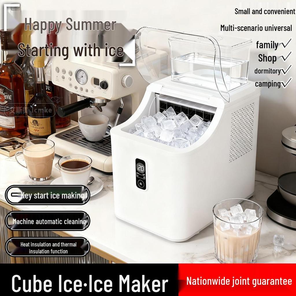 220V Automatic Square Ice Maker for Home, Commercial, Outdoor, Dorm, Camping, Milk Tea, Coffee, and Office Use