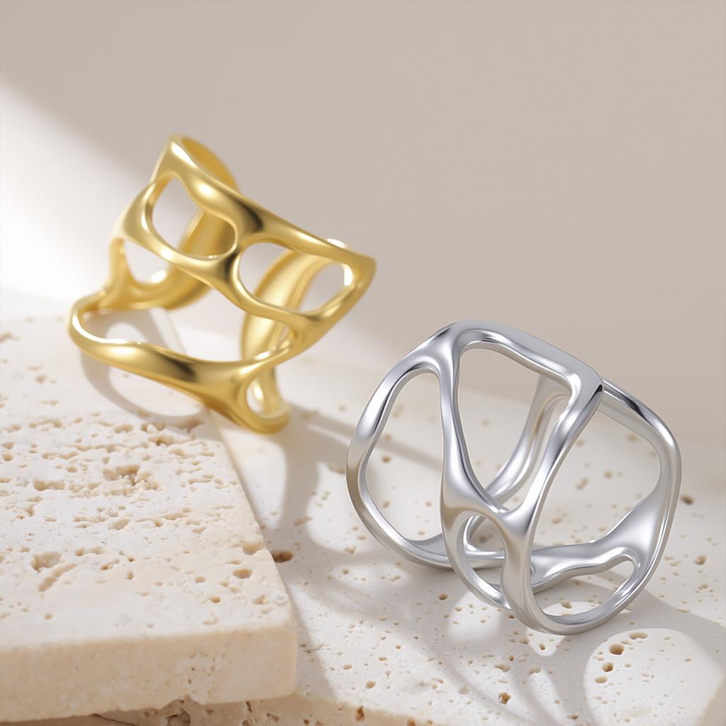  Butterfly Bow Rings for Women Aesthetic Geometric Adjustable Open Ring Stainless Steel Waterproof Jewelry Party Gifts