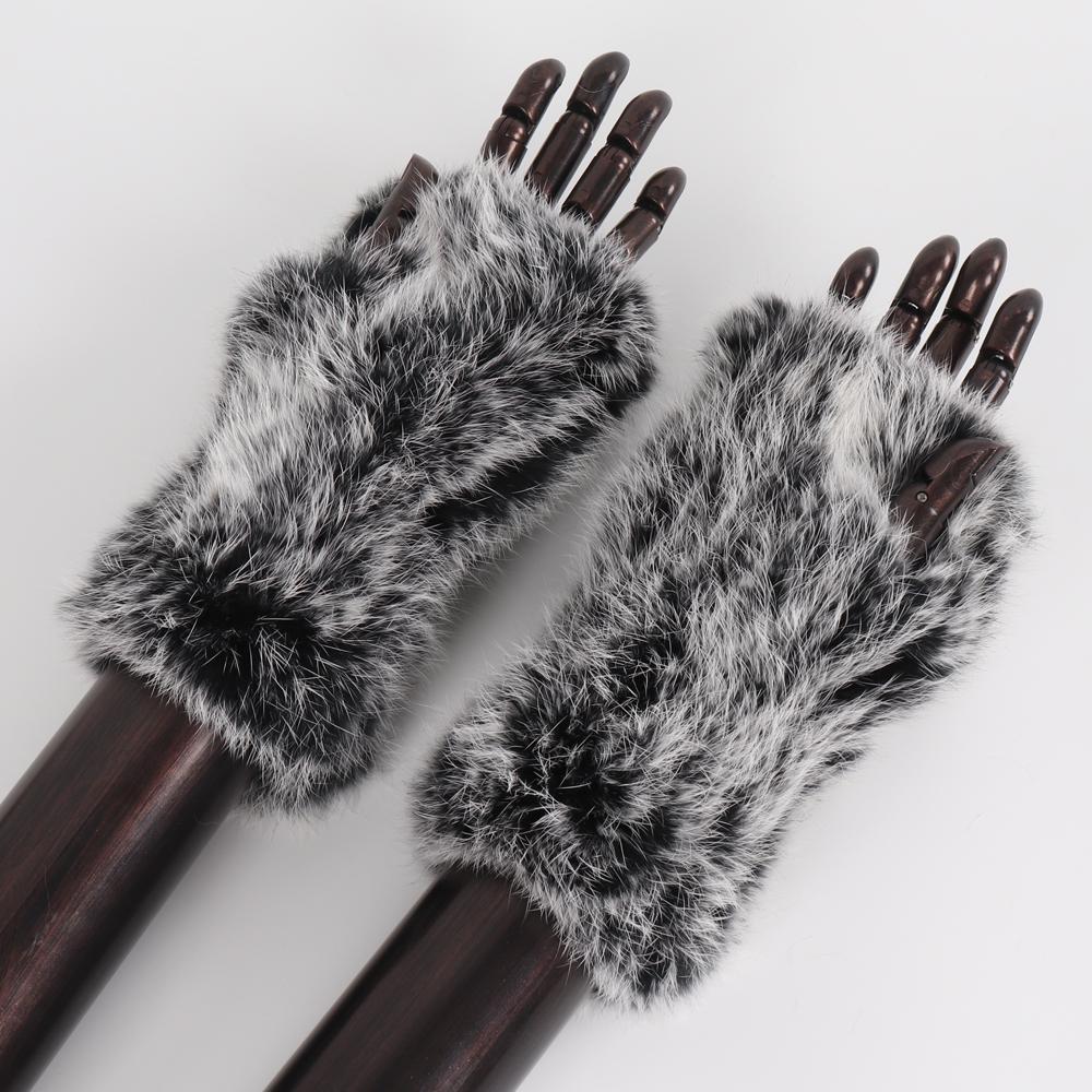 New Arrival Female Natural Rabbit Fur Gloves Knitted Warm Real Rex Rabbit Fur Mittens Women Winter Outdoor Rex Rabbit Fur Gloves