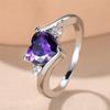 Trendy Red Purple White Zircon Love Heart Vintage CopperColor Wedding Bands Engagement Rings For Women Jewelry