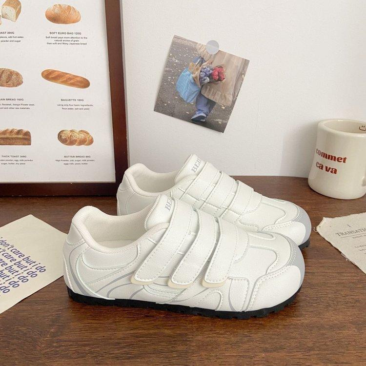 2024 Autumn and Winter New Fashion Casual Velcro Sports Single Shoes, Small White Shoes, Thick Soles Increase Height, and Wear German Training Shoes F