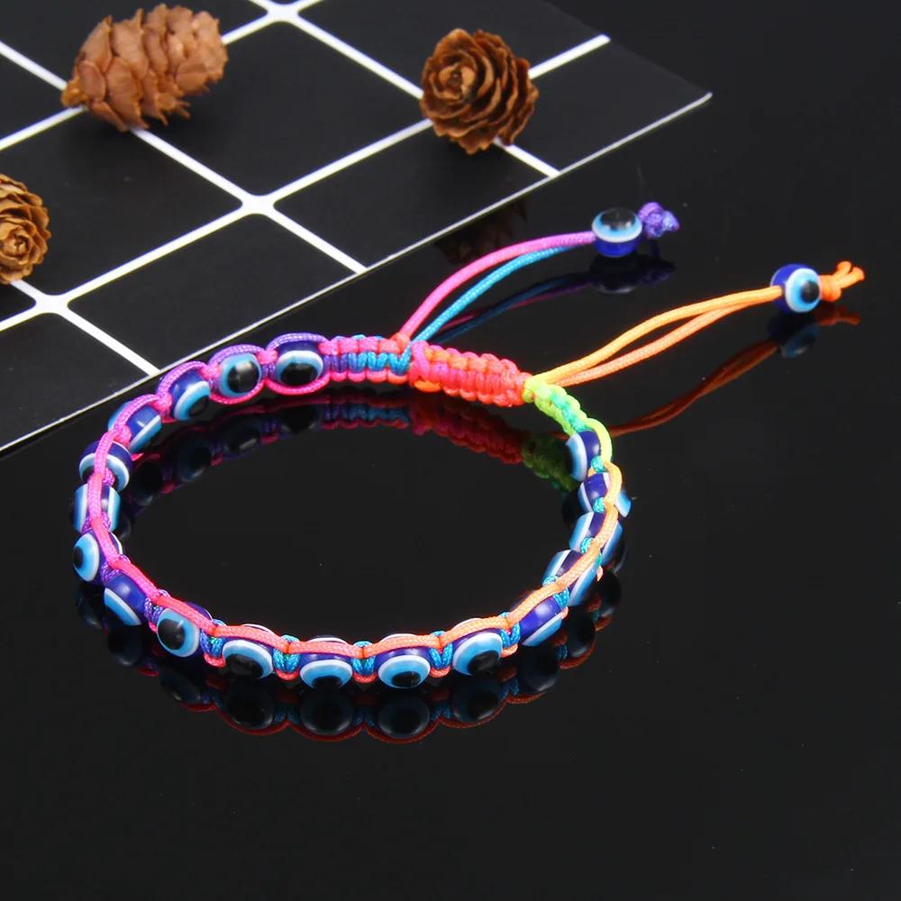 Turkey Eye of Evil Bracelet For Women Lucky Eye Adjustable Braided Rope Chain Bangle Female Handmade Jewelry Accessories