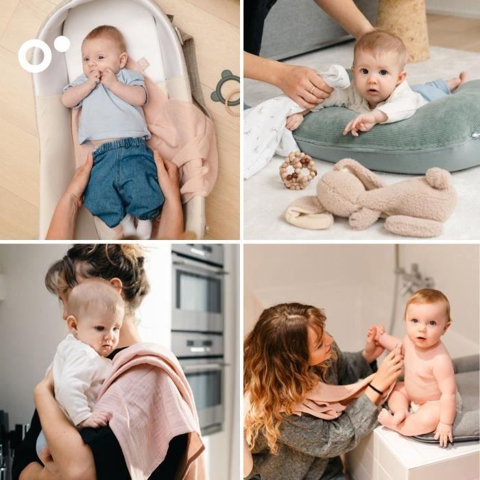 Lot de 3 langes - DOOMOO - Gaze de coton biologique - Certifié Oeko-Tex - Rose