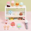 Wooden Ice Cream Counter Playset for Toddler Toy Montessori Kitchen Pretend Play Toy Kitchen Accessories Kids Role Playing Games