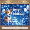 Sfondo Fotografico Compleanno Cane Cartone Animato 2D Decorazione Festa Bambini Stoffa