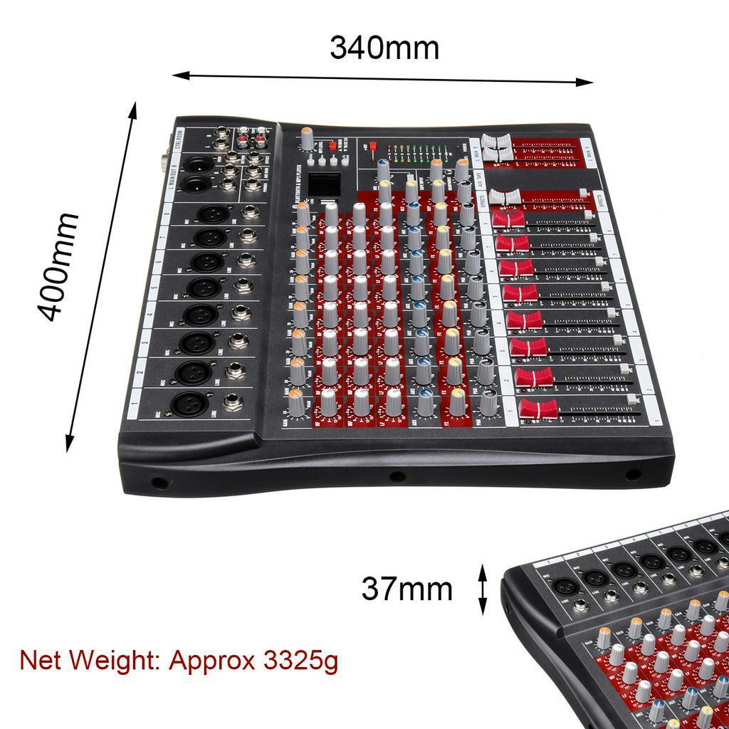 8 Channel Audio Mixer DJ Sound Mixing Console with USB MP3 Jack bluetooth Professional Karaoke Amplifier 48V Phantom Power
