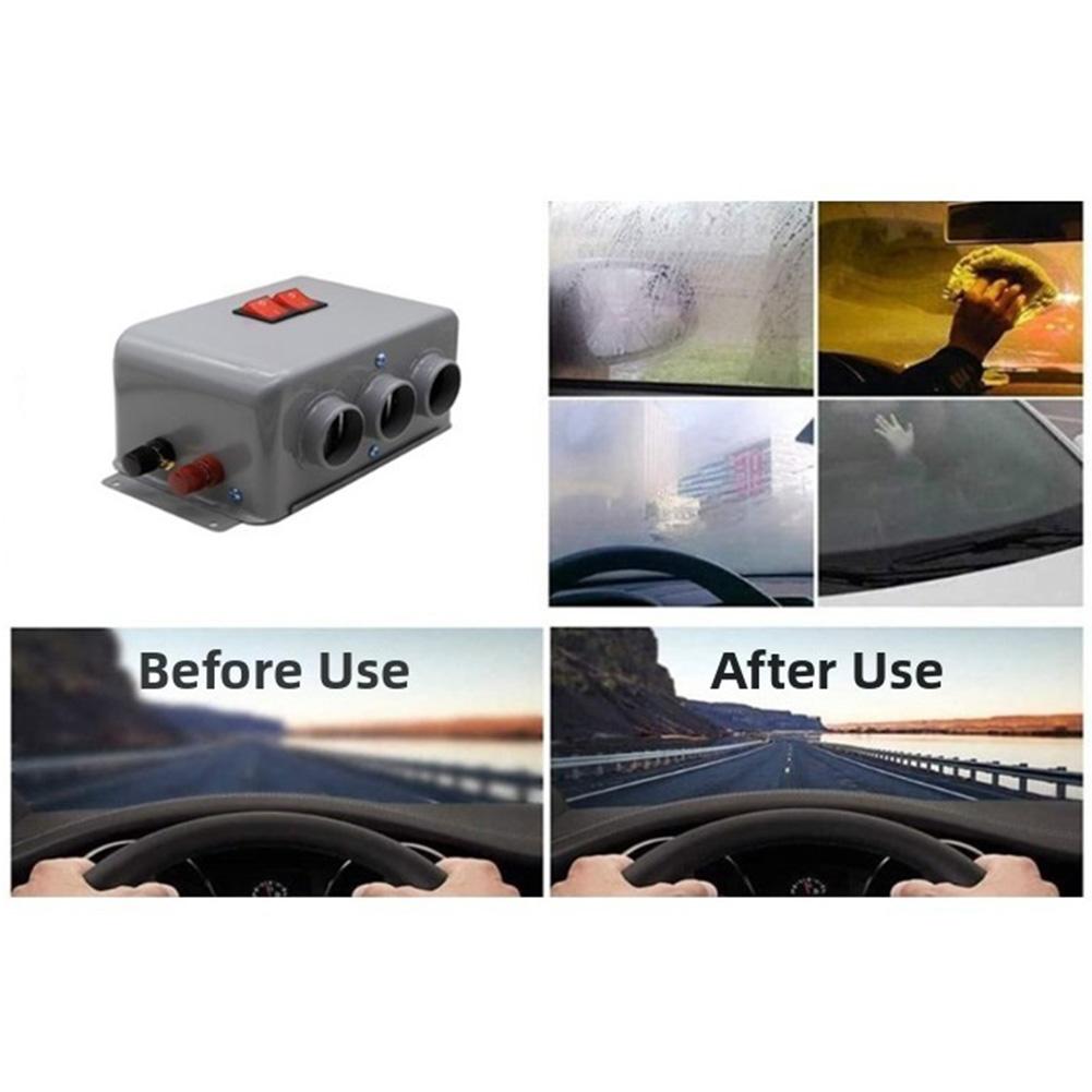 800W 12V Car Heater with Triple Hole Design for Rapid Heating Defrost Low Noise Operation Vehicle Heater for Winter Use