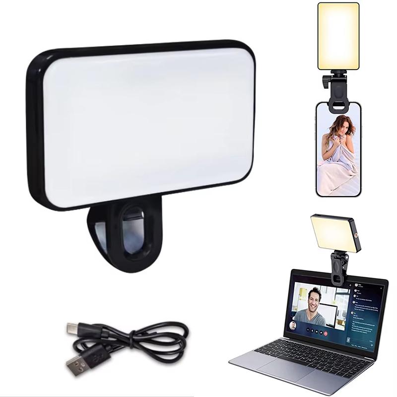 Portable Mini Selfie Fill Light Live Video Light  3 Modes Adjustable Brightness Rechargeable Clip