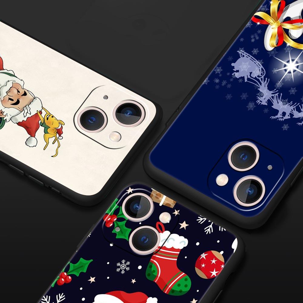 Christmas New Year Phone Phone Case For iPhone Apple 15 14 13 12 11 Pro Max Mini 7 8 Plus XR XS X SE 2020 Black Silicone Cover